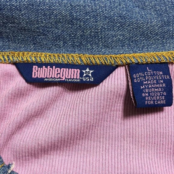 Vintage 1980’s Bubblegum Pullover Top L Womens Denim Collar and Lace-Up Inset Bo - Picture 3 of 8